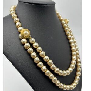 Vintage Judith McCann Baroque-Style Faux Pearl Necklace With Shuvon Clasp Signed
